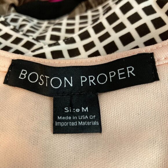 Boston Proper Shirt Women Sz M Pink Sparkle Wrap Top Scalloped Lace Overlay - Picture 5 of 8